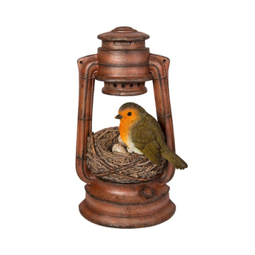 Robin in Lantern Garden Ornament